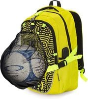 Plecak sportowy dla dzieci z siatką na piłkę kask USB żółty laptop 15.6