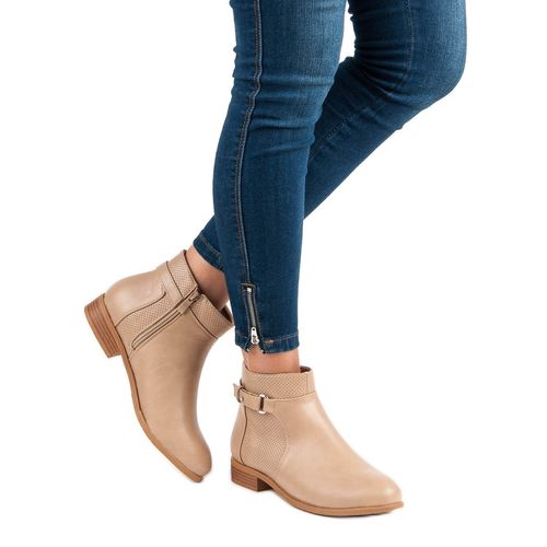 Beżowe botki na suwak r.38 na Arena.pl