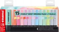 Zakreślacz STABILO BOSS ORIGINAL Pastel podstawka na biurko 15 szt.