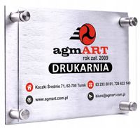 Tabliczka 40x30 dibond PRZEŹROCZYSTA plexi Z LOGO FIRMY NADRUK UV DYSTANSE