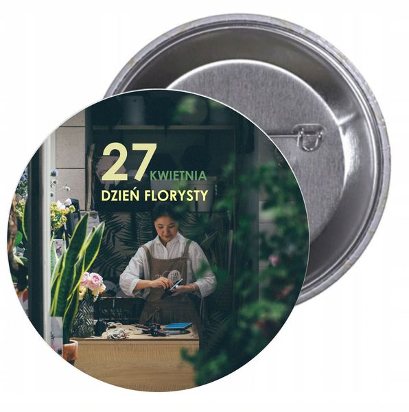 Przypinki buttony DZIEŃ FLORYSTY z grafiką zdjęcie 1