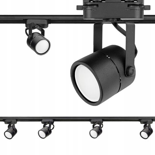 Zestaw 4x SPOT REFLEKTOR RUCHOMY CZARNY NA GU10 + SZYNOPRZEWÓD Szyna na Arena.pl
