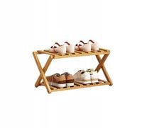 STOJAK BAMBUSOWY NA BUTY SKŁADANY 23x25x50cm DREWNIANY DWUPOZIOMOWY