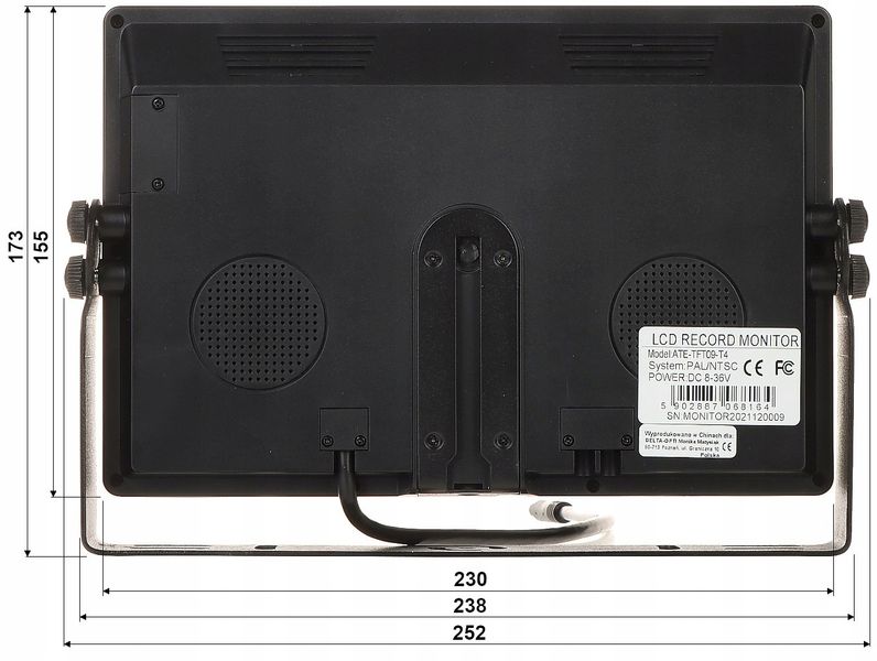 MONITOR SAMOCHODOWY ATE-TFT09-T4 9 " AUTONE zdjęcie 3