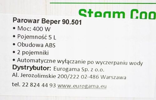 Parowar Beper 90.501 Vaporiera Steam Cooker na Arena.pl