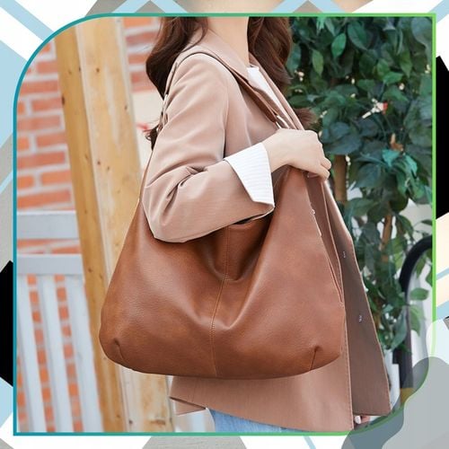 Damska Torebka Skórzana Brązowa Worek Pojemna A4 Duża Na Ramię Pasek Skóra na Arena.pl