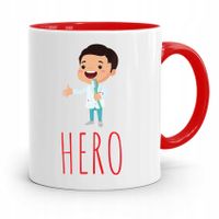 Kubek Czerwony Prezent Dentysty Stomatologa Hero Z Nadrukiem Ze Zdjęciem