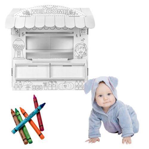 Stragan Tektorado Kartonowy Domek do malowania samodzielnego złożenia 97 cm na Arena.pl