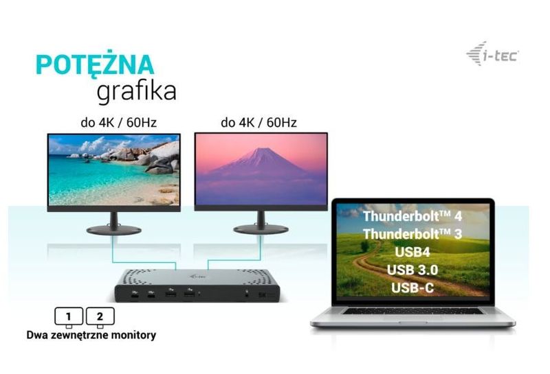 i-tec USB 3.0 / USB-C / Thunderbolt 3 Dual Display Docking Station zdjęcie 6