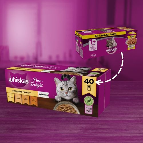 WHISKAS POTRAWKA SMAKI DROBIOWE W GALARETCE 40x85g na Arena.pl