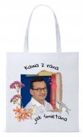 Mateusz Morawiecki Pis Torba Eco Biała Shopper Z Nadrukiem Ze Zdjęciem