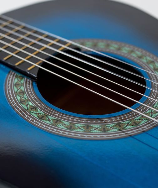 Gitara klasyczna Castelo 4/4 Vintage Niebieska od 12 lat dzieci i dorosłych zdjęcie 7