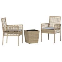Zestaw Bistro Ogrodowego 3 pcs Beżowy Polirattan