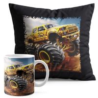 ZESTAW KUBEK + PODUSZKA CZARNA - AUTO MONSTER TRUCK