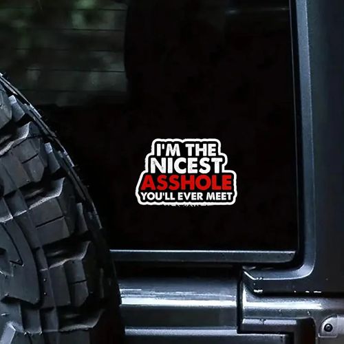 Naklejka Jestem najmilszym Dupkiem na Twojej Drodze JOKE PRUNK WLEPKA AUTO na Arena.pl