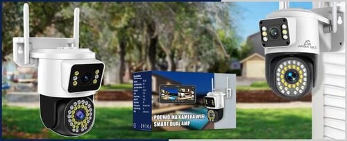 PODWÓJNA KAMERA WIFI IP SMART ZEWNĘTRZNA OBROTOWA QHD 2x 4MP APLIKACJA ZOOM na Arena.pl
