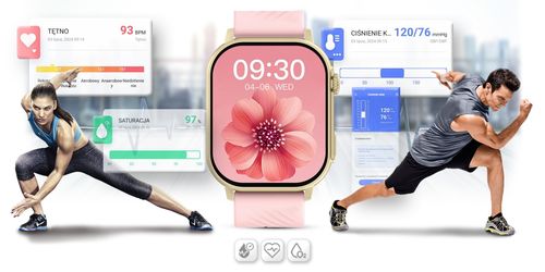 Smartwatch Gravity GT15-7 Różowy Pasek Silikonowy + Złota Bransoleta na Arena.pl