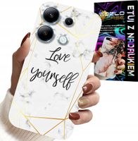 ETUI DO XIAOMI NOTE 14S - BIAŁY MARMUREK W ZŁOTE RAMKI LOVE YOU