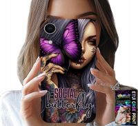ETUI DO IPHONE XR - ANTI SOCIAL, BUTTERFLY, RÓŻOWY MOTYL + SZKŁO
