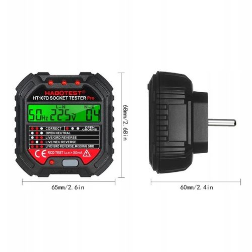 Habotest Ht107d Tester Gniazd Elektrycznych Z Wyświetlaczem LCD Test RCD na Arena.pl
