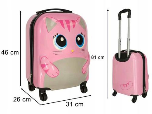 Walizka Podróżna dla Dzieci na Kółkach Bagaż Podręczny Rączka Kotek Kot na Arena.pl