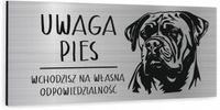 Tabliczka dibond uwaga pies Bulmastif 20x10 cm z NADRUKIEM UV
