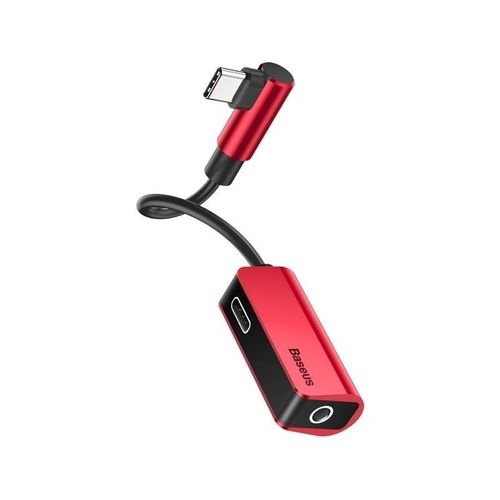 Adapter Audio Baseus L45 USB-C do Mini Jack 3.5mm i USB-C (czerwony) na Arena.pl