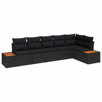 Zestaw Sof na Ogród 6 pcs Czarny 319 x 154 x 85 cm Polirattan