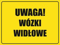Tabliczka Uwaga! Wózki widłowe grawer piktogram 20x15 cm dużo wzorów