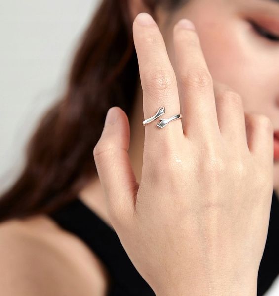 PIERŚCIONEK SREBRNY DŁONIE REGULOWANY PRZYTULANIE SREBRO 925 zdjęcie 15