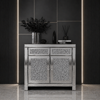 Komoda glamour szklana lustrzana z kryształkami Premium 80×80 cm