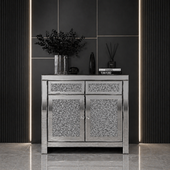 Komoda glamour szklana lustrzana z kryształkami Premium 80×80 cm
