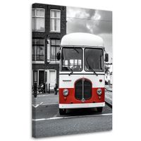 Obraz do salonu biura gabinetu, Biały retro autobus stojący