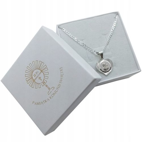 SREBRNY ZESTAW KOMUNIJNY ŁAŃCUSZEK 45CM I MEDALIK na Arena.pl