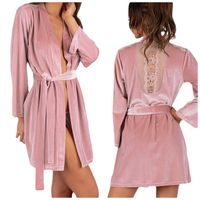 SZLAFROK DAMSKI PIĘKNY RÓŻOWY KORONKA WIĄZANY L/XL