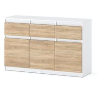 Komoda Nowoczesna 3 Szuflady 120cm Do Salonu Pojemna Szafka Biała Sonoma