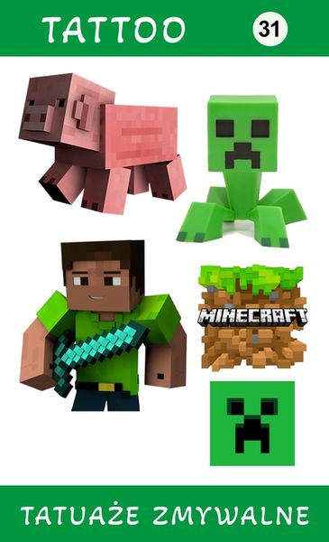 Tatuaże zmywalne Minecraft zdjęcie 1