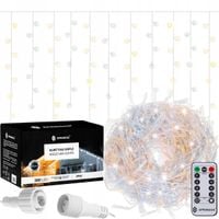 LAMPKI ZEWNĘTRZNE SOPLE 300 LED KURTYNA ŚWIETLNA FLASH ZIMNY BIAŁY PILOT