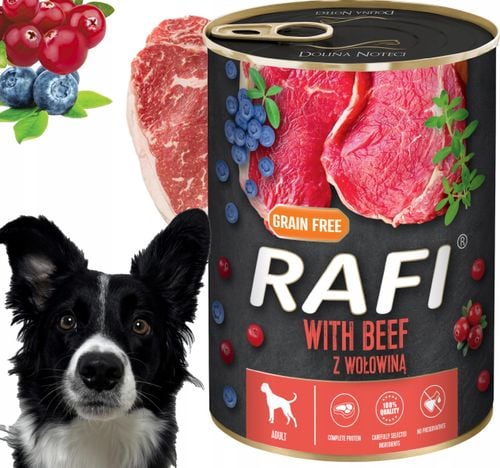 karma mokra dla psów rafi z wołowiną, borówką i żurawiną 400g - 12 szt. na Arena.pl