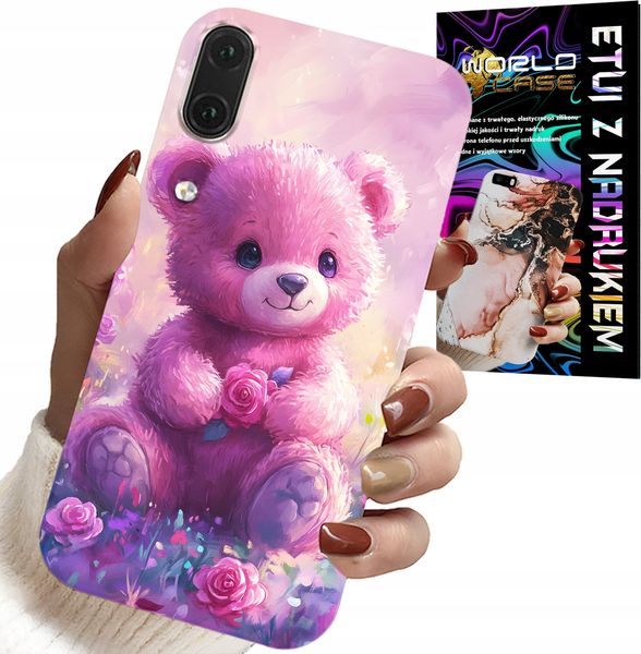 ETUI DO HUAWEI P20 - SŁODKI MIŚ NA RÓŻOWYM TLE, CASE + SZKŁO zdjęcie 1