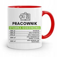 Dla Pracownika Kubek Czerwony Stawka Godzinowa Z Nadrukiem Ze Zdjęciem