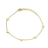 bransoletka na rękę stal chirurgiczna pozłacana 14k złotem, serduszka