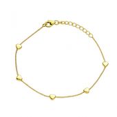 bransoletka na rękę stal chirurgiczna pozłacana 14k złotem, serduszka