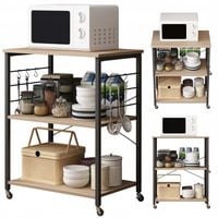 SZAFKA MOBILNA NA KÓŁKACH JASNY BRĄZ STOLIK ŚNIADANIOWY WÓZEK KUCHENNY