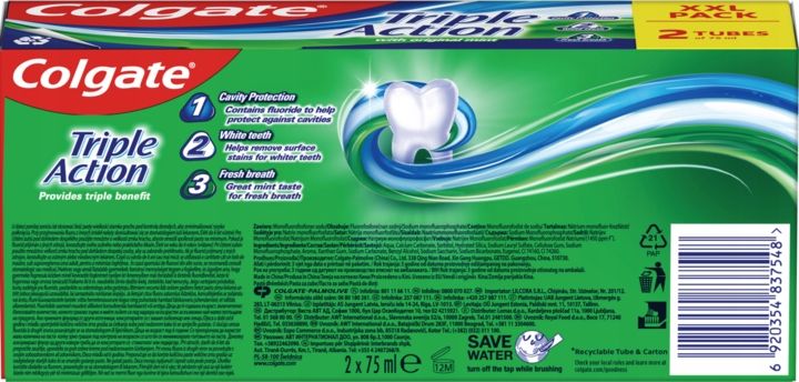 COLGATE TRIPLE ACTION PASTA DO ZĘBÓW 2X75 ML zdjęcie 4
