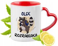 Kubek Czerwony Z Uszkiem W Kształcie Serca Dla Olka Na Prezent