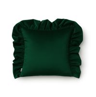 Dekoracyjna poszewka welurowa z falbaną Werona Belle – butelkowa zieleń