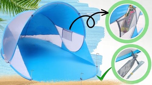 NAMIOT PLAŻOWY SAMOROZKŁADAJĄCY FILTR UV PARAWAN pop up ochrona na słońce na Arena.pl