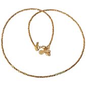 Naszyjnik urodzeniowy sierpień - Perydot, złoty hematyt i srebro złocone