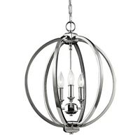 LAMPA wisząca Corinne FE-CORINNE-3P-M Elstead FEISS pałacowa OPRAWA metalowy ZWIS na łańcuchu świecznikowy nikiel